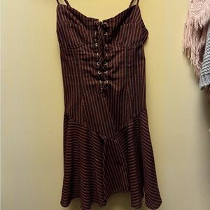 Striped Lace-Up Dress
